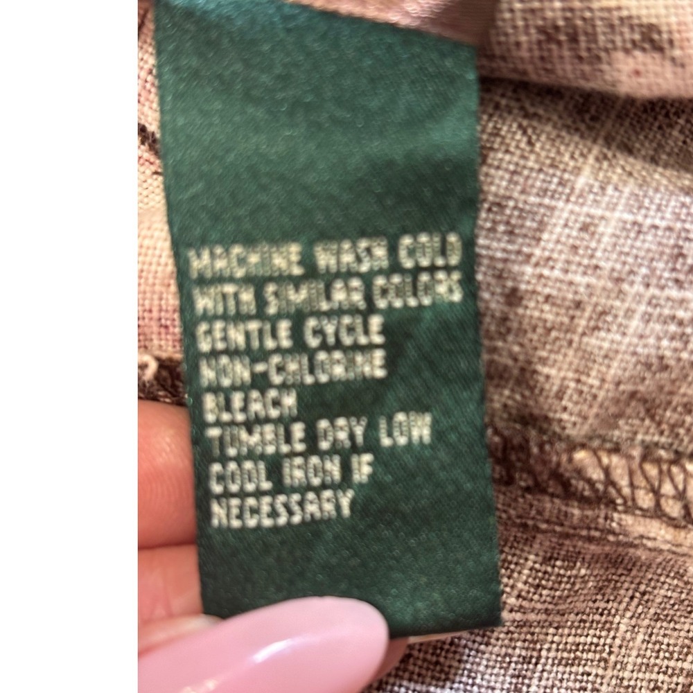 Lauren Ralph Lauren Linen Pants Womens 10 Brown Pink Floral High Rise Straight - Picture 12 of 13